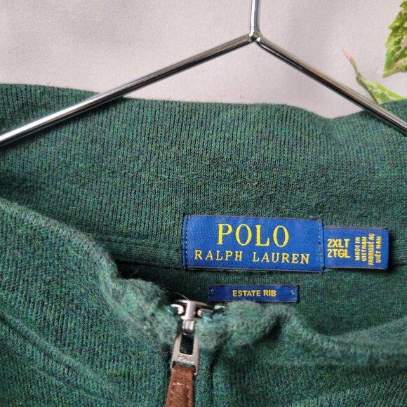 Polo Ralph Lauren Estate-Rib Quarter-Zip Pullover Green 2XLT - Picture 12 of 16
